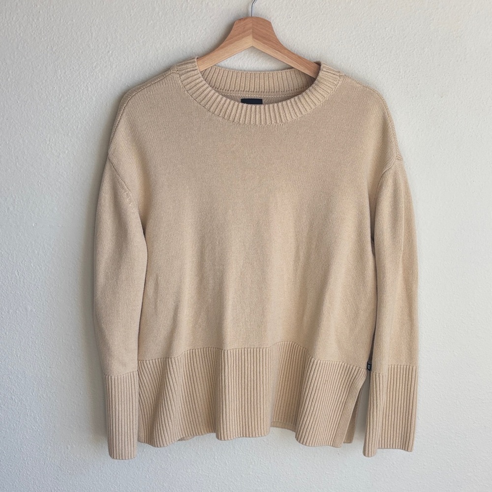 GAP Large Womens 100% Cotton Neutral Cream Vintage Crew Sweater